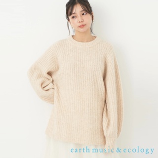 earth music&ecology 蓬鬆混紗線中長版圓領針織衫(1L34L2G0100)