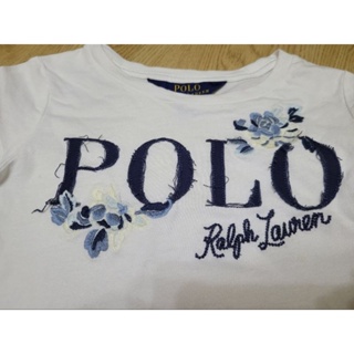 Polo RL 女童 大童 刺繡 短袖 大logo 白T 棉T 上衣 T恤 4T