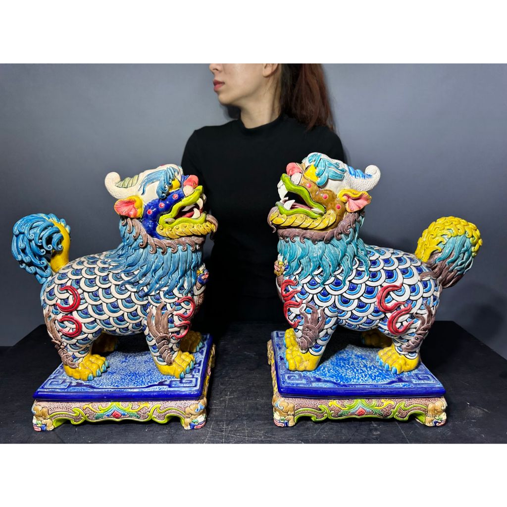 獅子形　置物　智盧　陶光　林智信　林俊亨作　交趾焼　陶磁器　台湾交趾 獅子形 置物 智盧 陶光 林智信 林俊亨作 交趾焼 陶磁器 台湾交趾