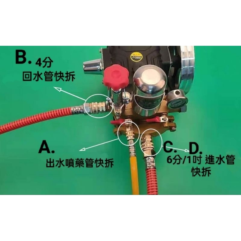 噴藥機 高壓機 噴霧機 快速接頭 快拆接頭 快接 快拆 吸水管 回水管 噴藥管 快速接拆組