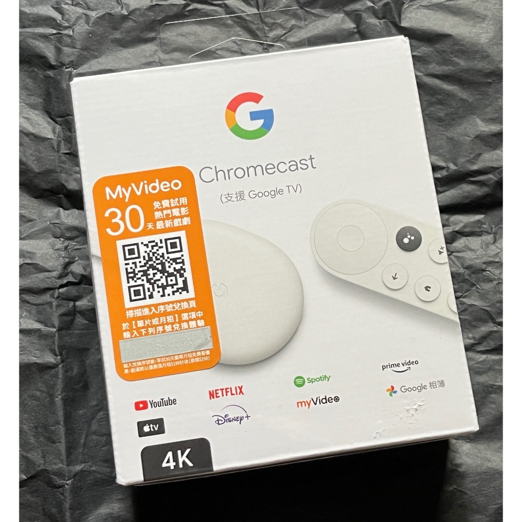 Chromecast (支援 Google TV 4K)  / 雪花白【全新】