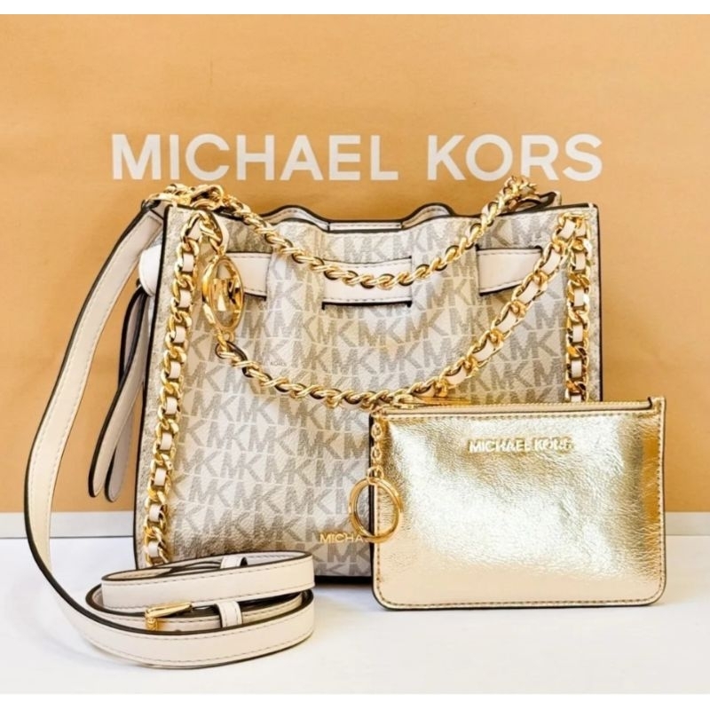 剛抵台🤩超派🤩限時超特價🎁最新款🤩 Michael Kors MK 金色 LOGO 漆皮 零錢包 證件夾 鑰匙包 鑰匙圈