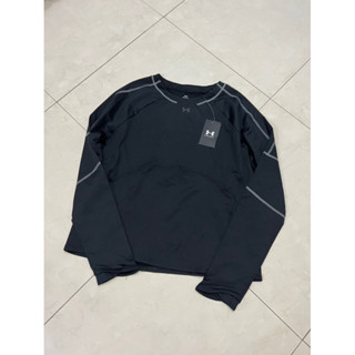 全新正品 美國 UNDER ARMOUR UA 女大人黑色運動上衣單車/瑜珈/保暖 L