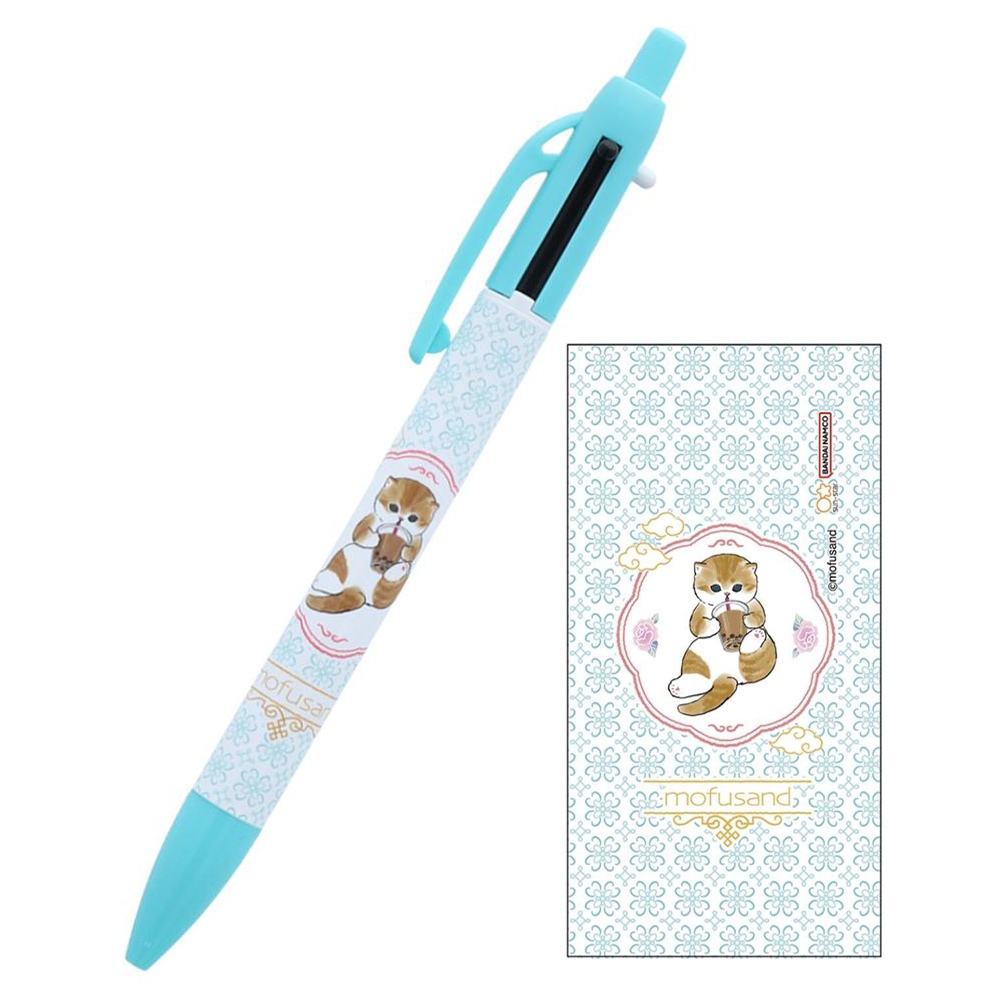 sun-star 日本製 mofusand 貓福珊迪 雙色原子筆+自動鉛筆 0.5mm 珍珠奶茶貓咪 UA73556