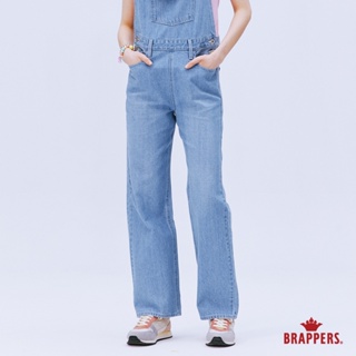 BRAPPERS 女款 Boy friend系列-全棉吊帶直筒褲-淺藍