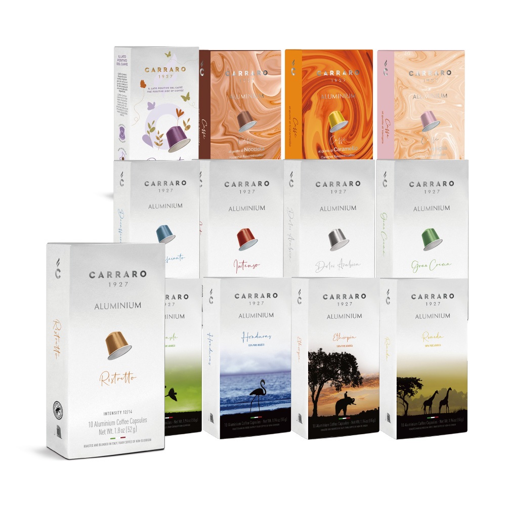 【Carraro】 頂級系列(鋁膠囊) 咖啡膠囊 (Nespresso 膠囊機相容; 10顆/盒)