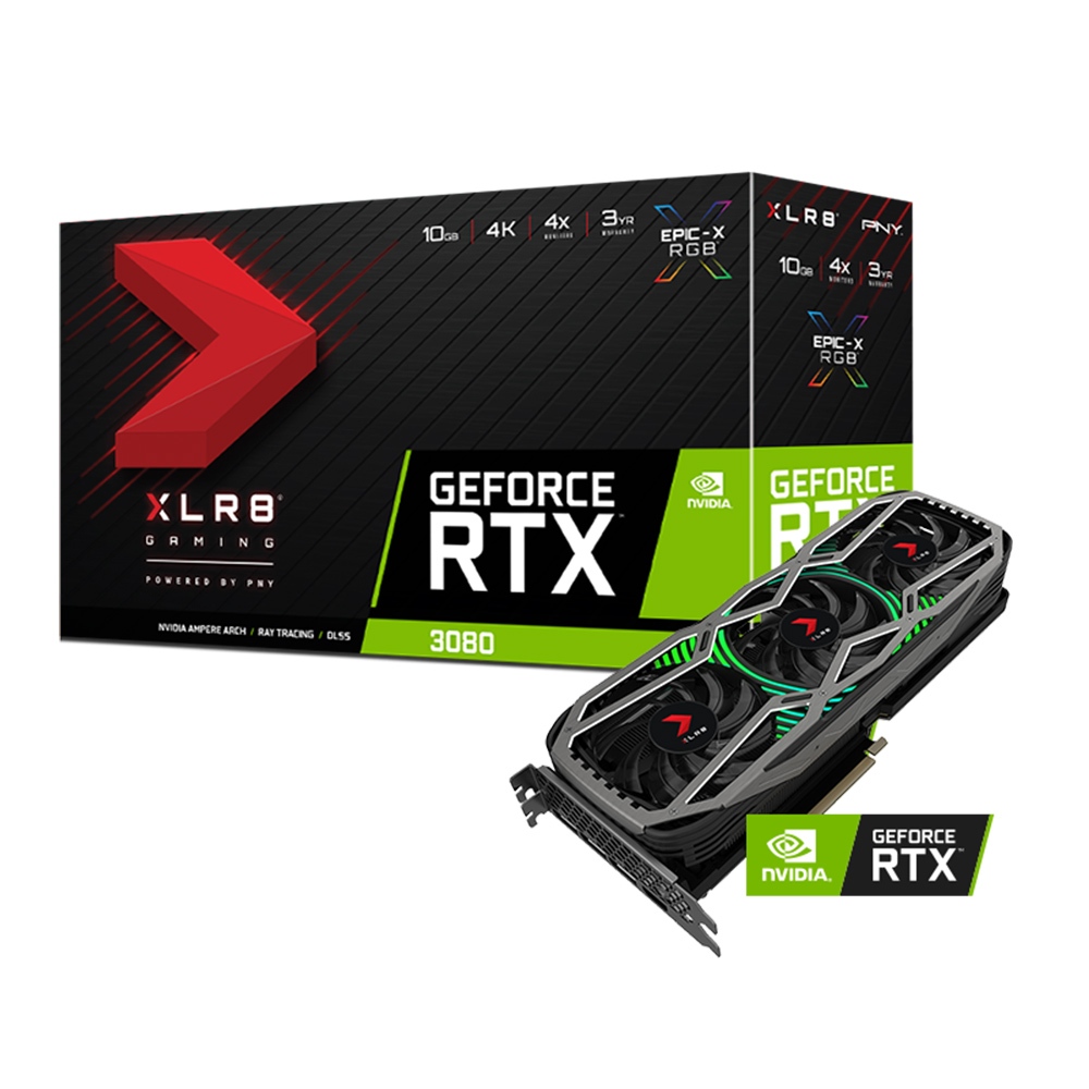 PNY GeForce RTX™ 3080 10GB XLR8電競EPIC-X RGB™ 三風扇REVEL款(LHR)