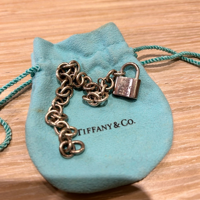「二手」正品 Tiffany &amp; co. 蒂芙尼 鎖頭款 手鍊 專櫃正品 純銀 國際精品 二手轉賣