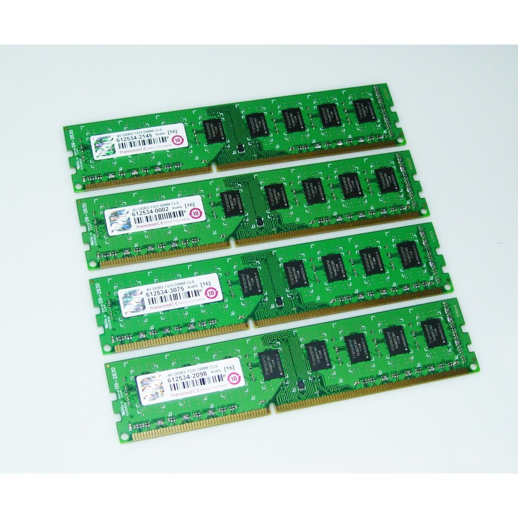 Transcend 創見 DDR3 1333 4G 記憶體 雙面顆粒 4支一拍=16G 雙通道 同批不拆賣