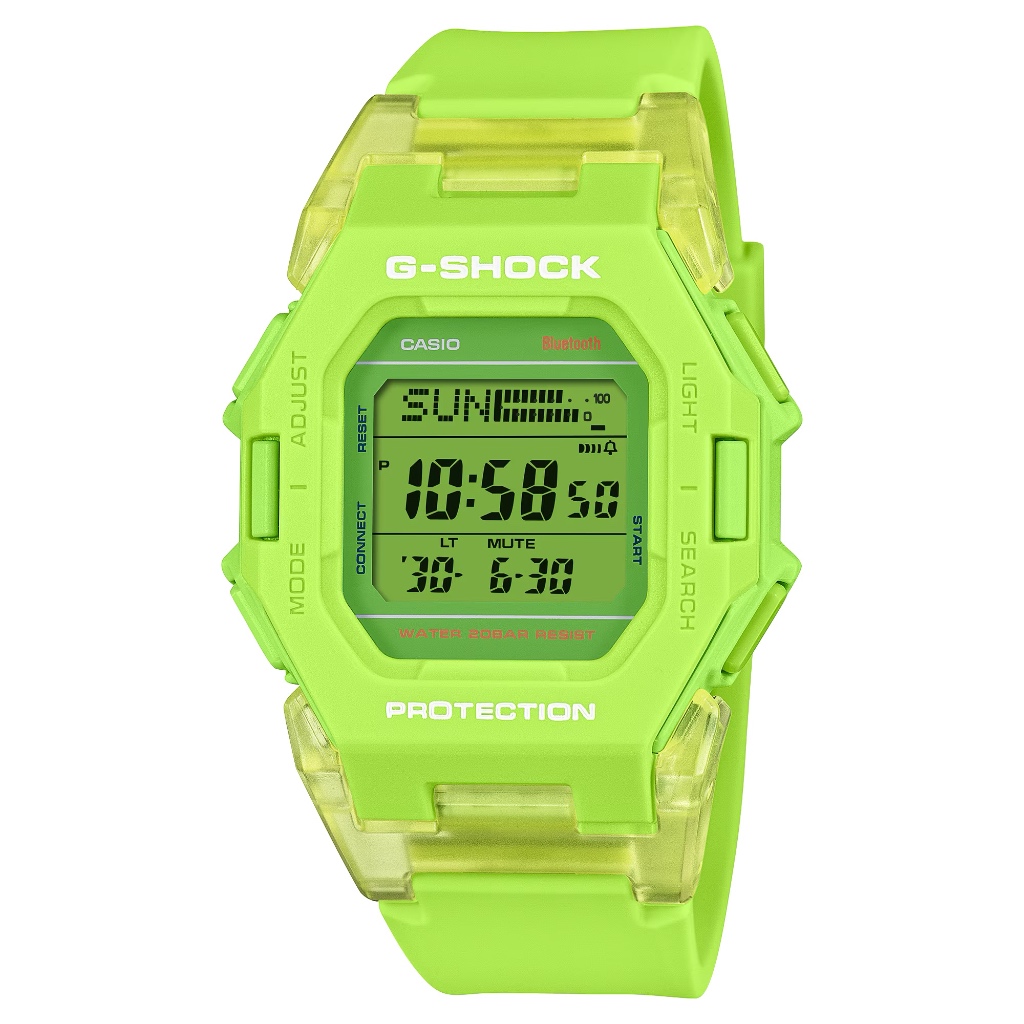 【柏儷鐘錶】CASIO G-Shock 方形電子錶 計步器 藍芽 螢光黃 GD-B500S-3