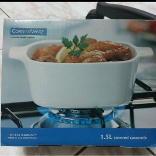 美國康寧Corningware 1.5L方型康寧鍋-純白