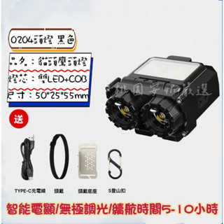 貓頭鷹頭戴式超輕強光充電感應頭燈（黑色款） ❤️戶外露營夜釣✅（附發票）