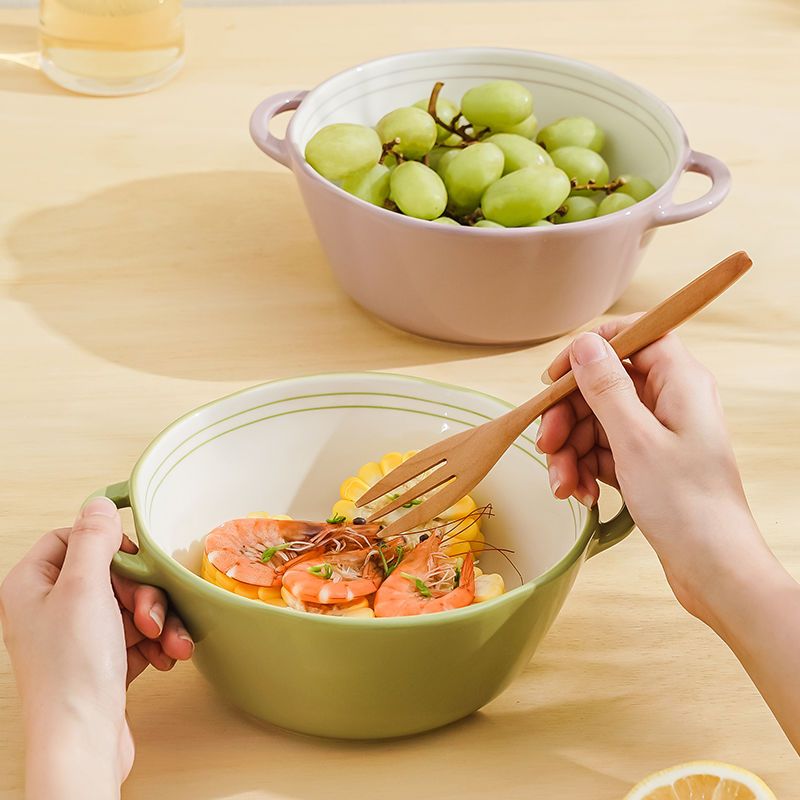 ❤川島❤ 日式陶瓷雙耳碗 湯碗 大容量碗 沙拉碗 泡面碗 水果碗 雙耳烤碗 焗烤盤 烤碗 陶瓷烤盤 烘焙用具