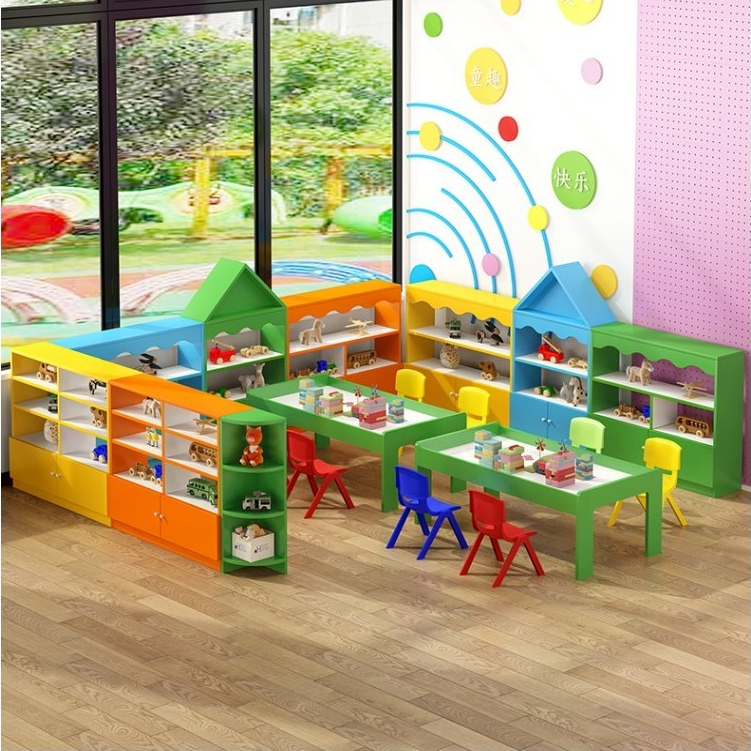 展示櫃教室鞋櫃玩具展示架收納儲物櫃圖書角彩色組合幼兒園書包櫃