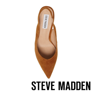 STEVE MADDEN-SLINGBACK 麂皮尖頭後拉帶粗跟高跟女鞋-咖啡 38