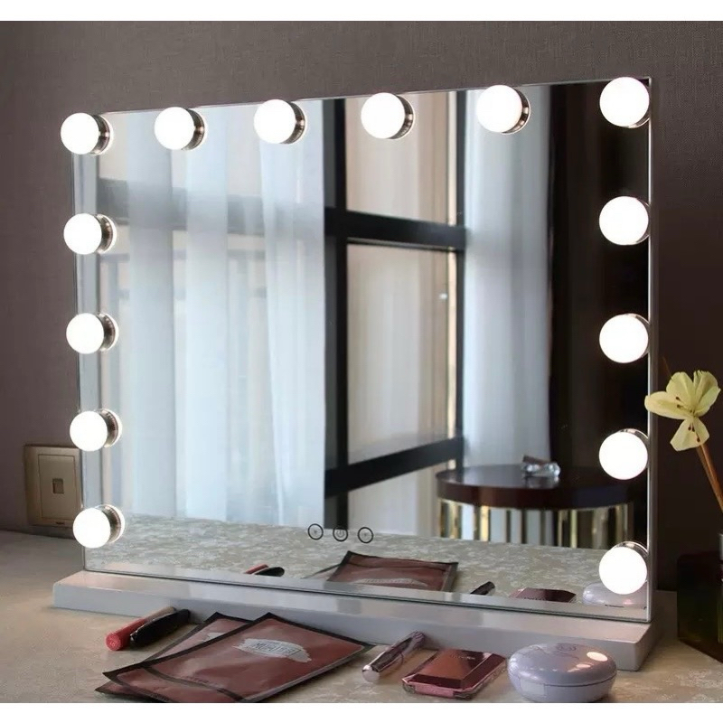 二手（燈無法開，需自行修復）LED三色可調光燈泡鏡子 17燈 大型橫款 化妝鏡 梳妝鏡 美妝鏡 鏡子 補妝鏡