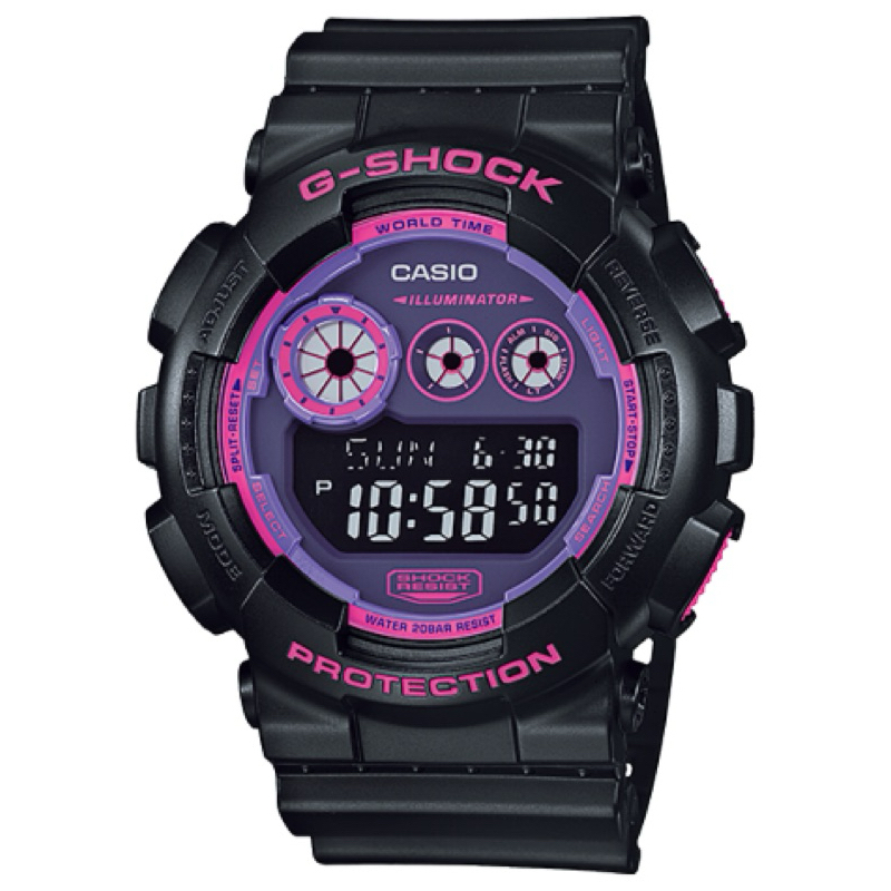 二手手錶-卡西歐Casio G-SHOCK DIGITAL GD-120N-1B4JF （有硬盒） 黑紫 當兵適合首選