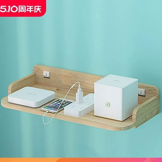 附發票~ 電視盒收納架 實木免打孔牆壁掛式wifi電視機頂盒置物架 客廳臥室放路由器收納盒