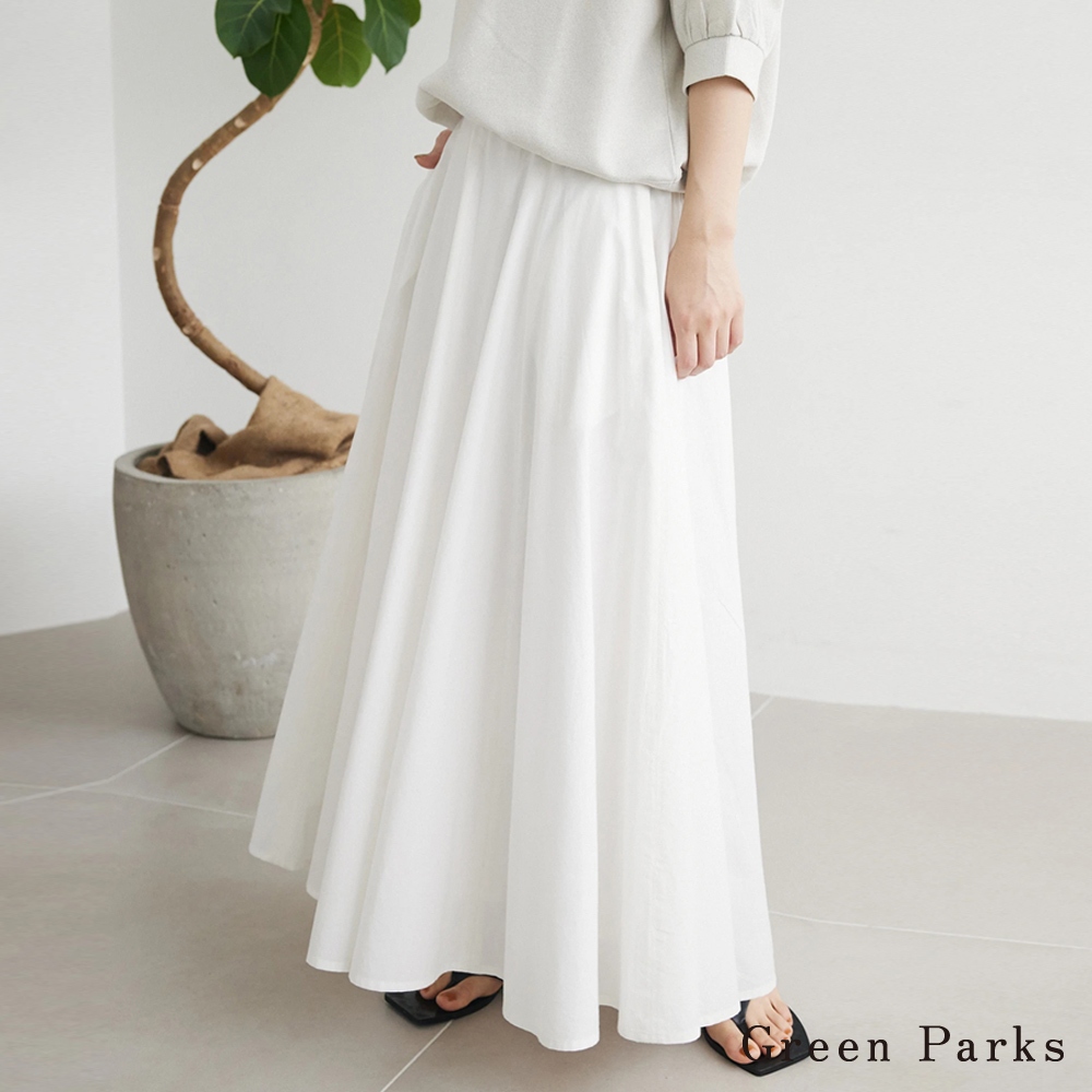 Green Parks 印度棉卷絲綢寬鬆抓褶A字長裙(6A42L0L0100)