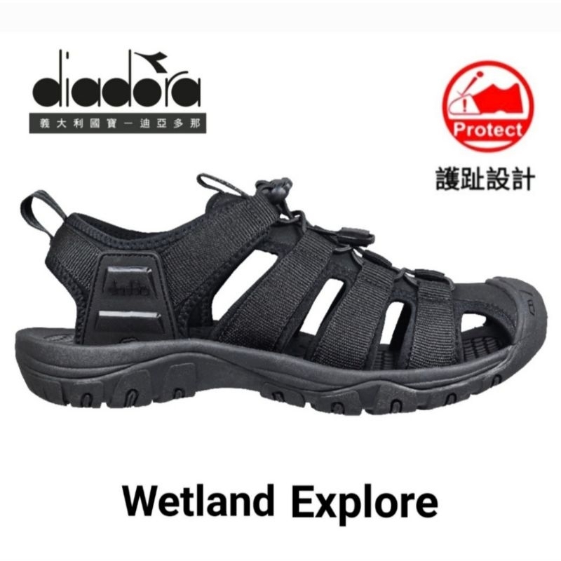 義大利Diadora男款濕地探險者 Wetland Explore護趾水陸兩用涼鞋( DA71553 黑)