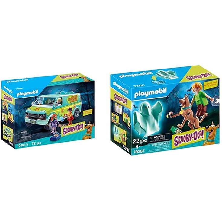 Playmobil 摩比 70286+70287 Scooby 史酷比 車子 探險車 箱型車 鬼魂 萬聖節（二手無盒合售