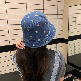 👒臺灣現貨實拍👒173#小雛菊牛仔漁夫帽 漁夫帽 水桶帽 帽子 防曬帽 遮陽帽 盆帽 戶外登山帽 釣魚帽 牛仔漁夫帽