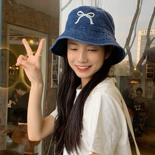 👒臺灣現貨實拍👒174#蝴蝶結牛仔漁夫帽 漁夫帽 水桶帽 帽子 防曬帽 遮陽帽 盆帽 戶外登山帽 釣魚帽 牛仔漁夫帽