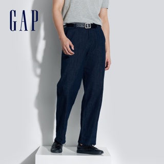 Gap 男裝 亞麻拼接寬鬆牛仔褲-深藍色(887968)