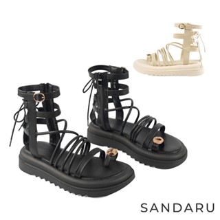 山打努SANDARU-涼鞋 金屬造型套趾綁帶羅馬涼鞋