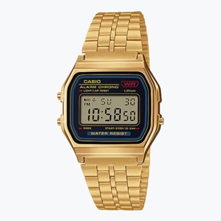 【CASIO 卡西歐】復古金色方型電子錶A159WGEA-1D 33.2 mm 現代鐘錶