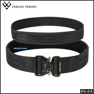 【野戰搖滾】TEHANG PERSON 浪人雙層戰術腰帶【黑色】浪人腰帶勤務腰帶小腰帶MOLLE尼龍腰帶S腰帶迷彩戰術褲