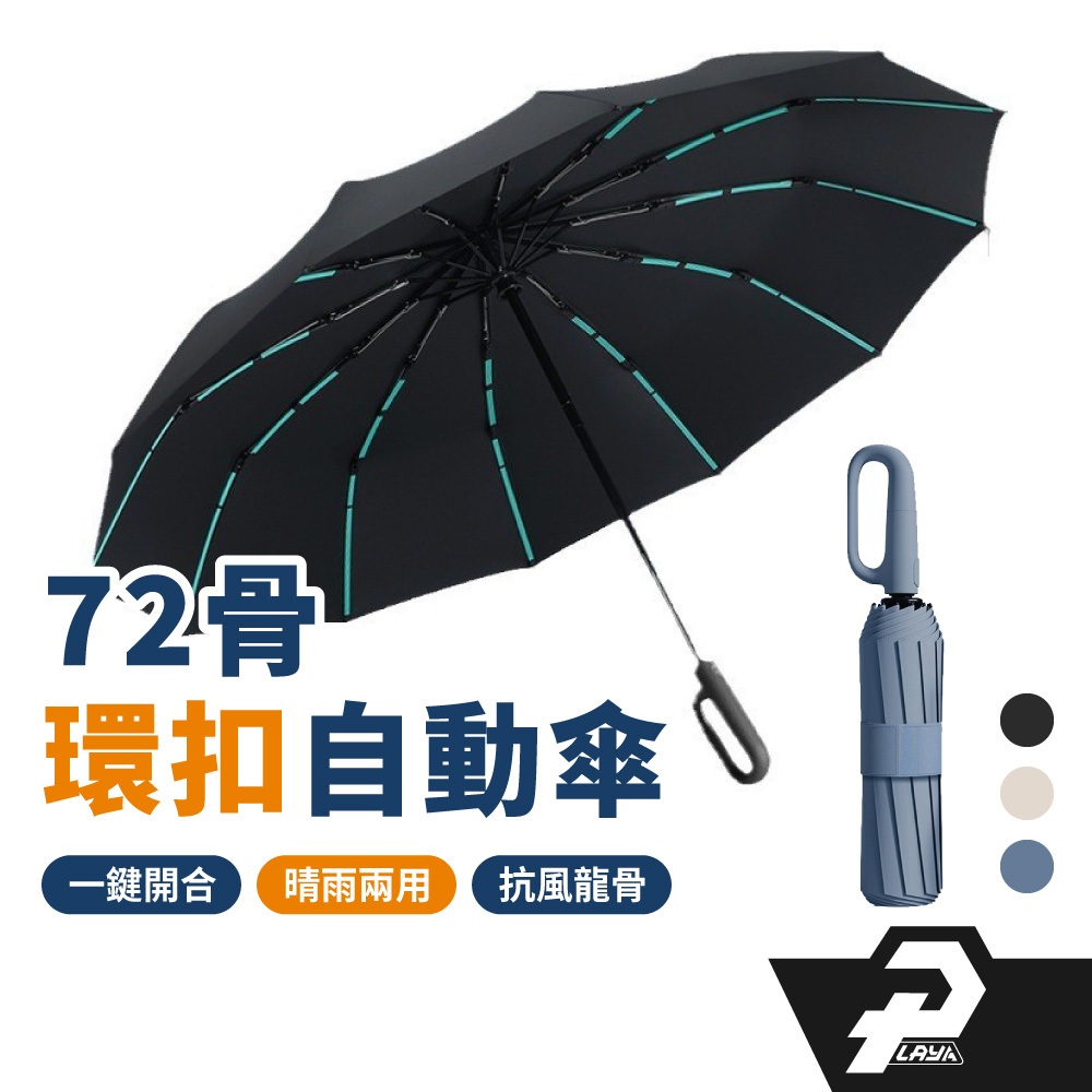 自動傘 抗強風 黑膠自動傘 72骨 環扣傘 遮陽傘 摺疊傘 雨傘 陽傘 折疊傘