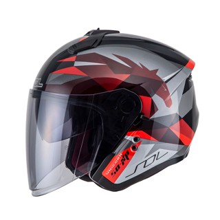 【豪新安全帽部品】SOL SO-XP SOXP 獨角獸 黑紅 彩繪 3/4罩式 半罩 內建墨鏡 安全帽 免運費