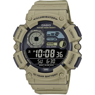 CASIO 卡西歐 釣魚模式 月相數位手錶-土黃 WS-1500H-5BV 開學季禮物