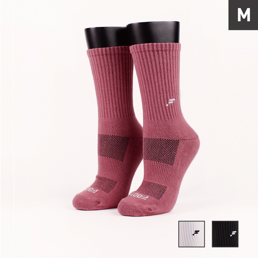 FOOTER 就素單色長襪 除臭襪 運動襪 小腿襪 黑 莓紅 焦糖(女-K185M)