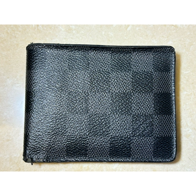Louis Vuitton Lv N62663,經典黑色棋盤格，男款 皮夾 短夾,正品 便宜賣