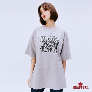 BRAPPERS 女款 塗鴉印花寬鬆圓領T-灰