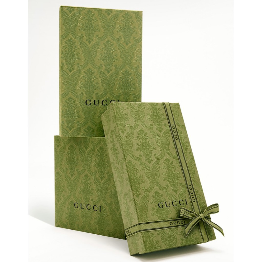 GUCCI古馳 特殊綠色浮雕 紙盒 禮盒.包裝盒 含緞帶