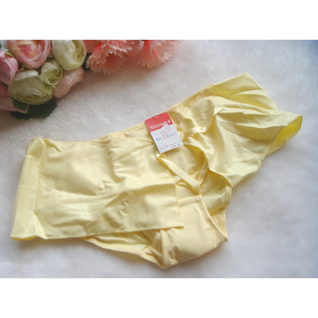 黛安芬 內褲 💝 L號(版偏小,適合M號)Party Bra系列 可拆卸小裙子綁帶造型 低腰 平口褲~黃色87-691