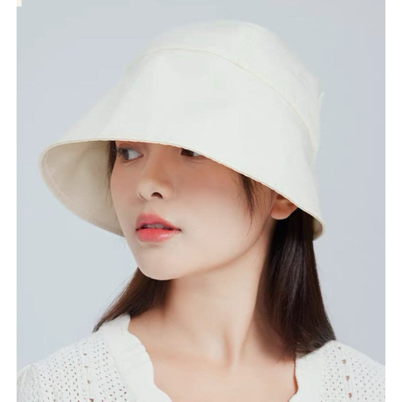 韓國zauo防曬帽 盆帽 漁夫帽 防紫外線遮陽帽 米白色