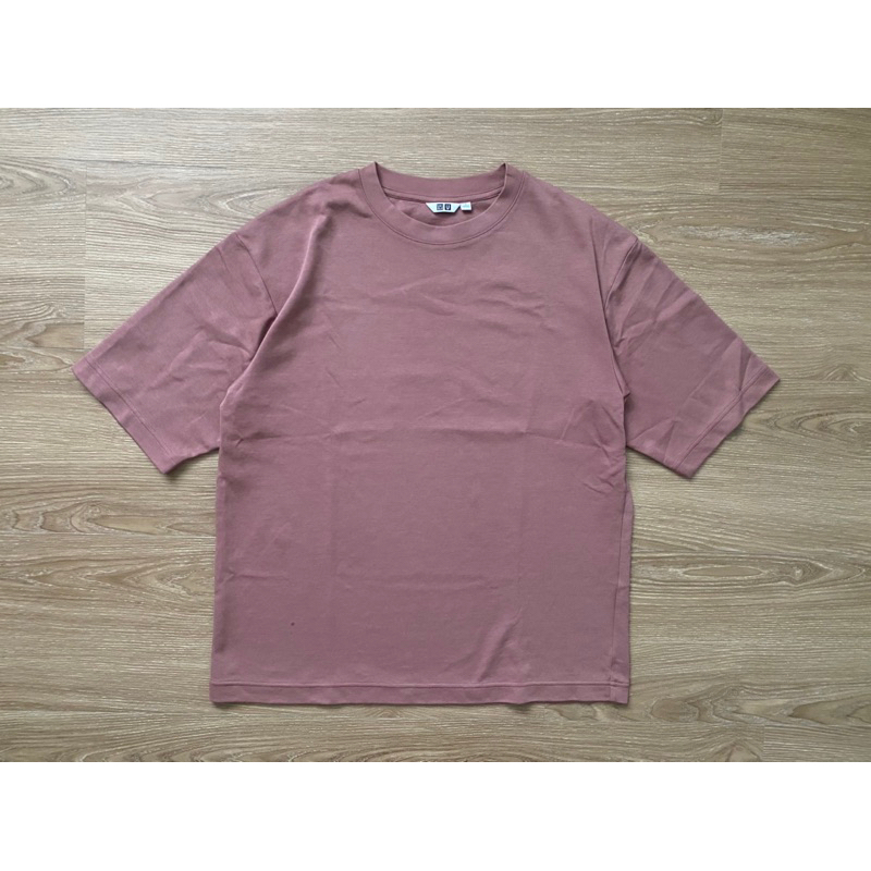 UNIQLO AIRism 淺紫棉質寬版圓領T恤 「L」