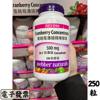 Webber Naturals 蔓越莓濃縮精華膠囊 250粒 Costco好市多代購 滋補強身 調節生理機能