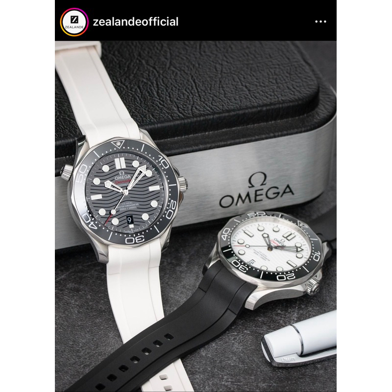【二手】Zealande omega seamaster 300M 橡膠 錶帶 膠帶 黑色 白色