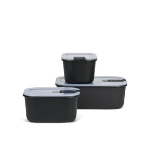【荷蘭 Mepal】EasyClip 輕巧蓋密封保鮮盒三件組(450ml+450ml+1L)-石墨黑《WUZ屋子-台北》