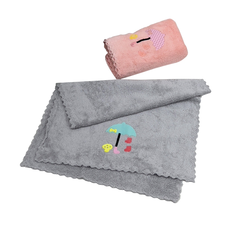 【現貨出清】文青感小雨傘超細纖維波紋邊毛巾 毛巾 超細纖維吸水毛巾