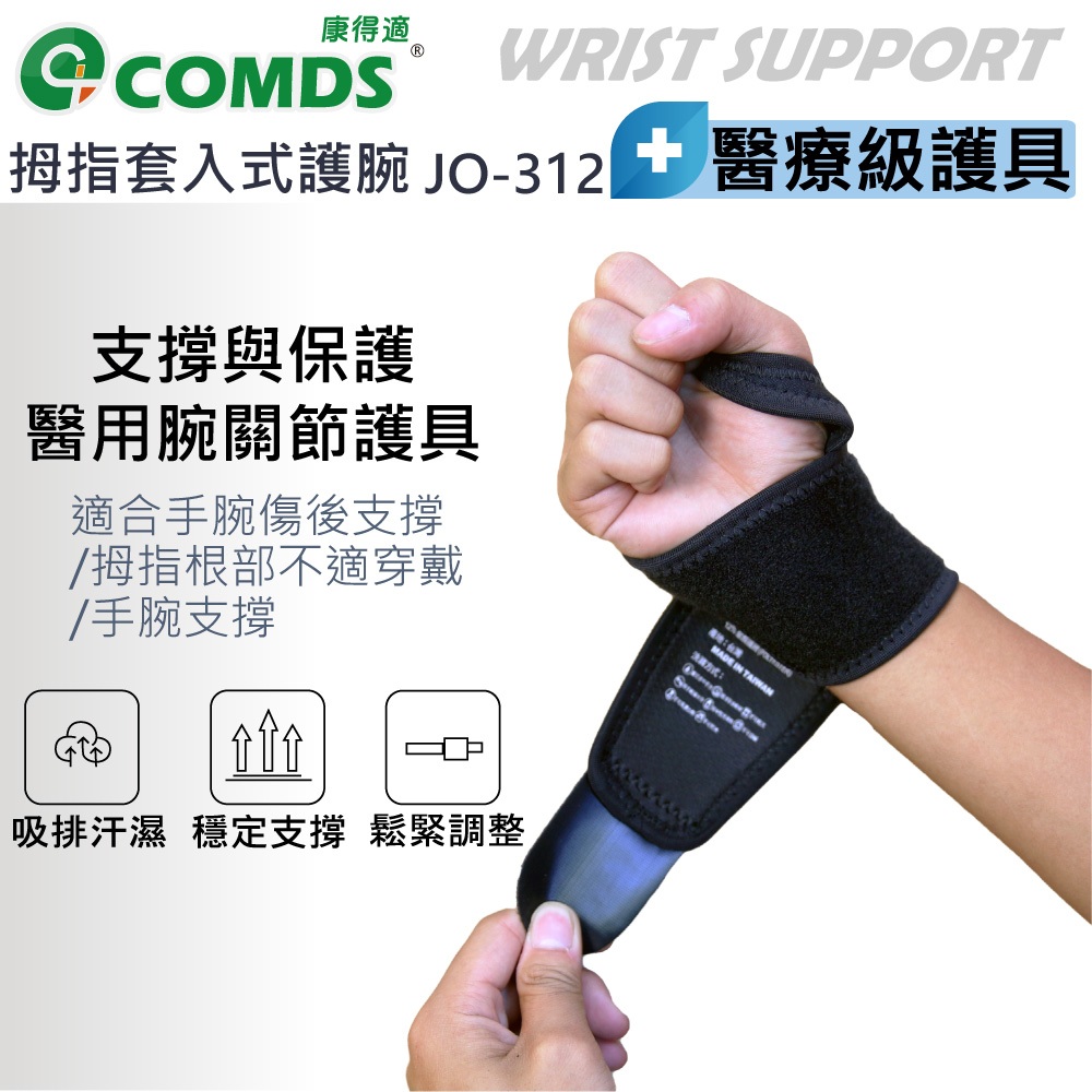 【康得適-COMDS】兩入組 COOLMAX吸濕排汗護腕帶  護腕推薦 手腕護具 醫療 護手腕 拇指護腕帶 醫療級護腕