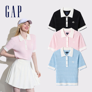 Gap 女裝 Logo翻領短袖針織衫-多色可選(465703)