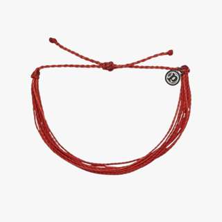 Pura Vida 美國手工 SOLID RED紅色基本繽紛款 可調式手鍊衝浪海灘防水手繩
