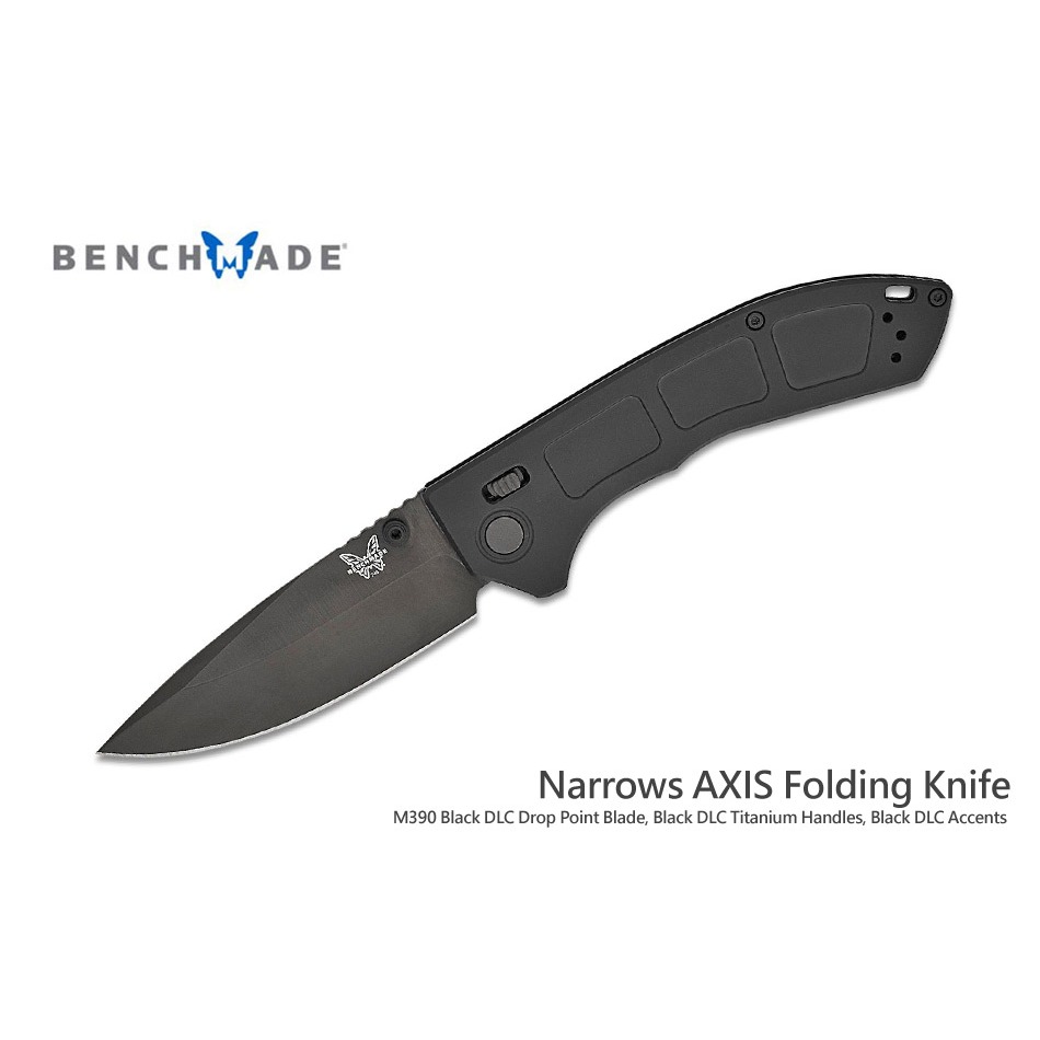 Benchmade NARROWS AXIS黑色鈦DLC柄折刀 - M390鋼 (黑色DLC處理)