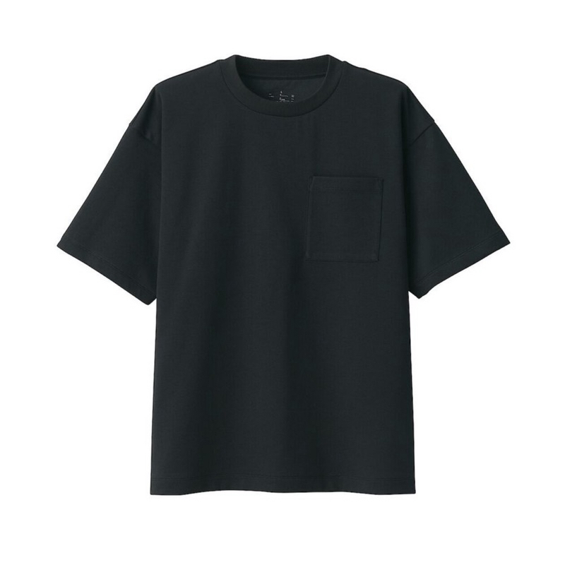 代購 無印良品 MUJI 混涼感寬版短袖T恤 黑色 口袋 涼感 舒適 尺寸齊全